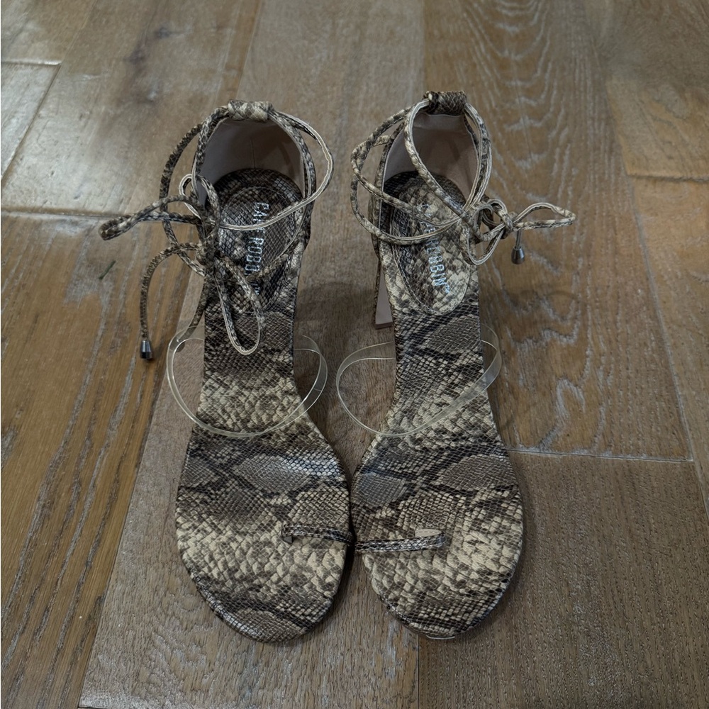 Snakeskin lace up heels